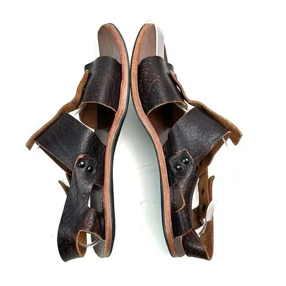 Cydwoq Men’s Leather Slingback Sandals Brown Handmade in New York size 45 US 11 - Picture 6 of 14